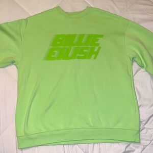 H&M X Billie Eilish Printed Neon Green Crewneck Sweatshirt